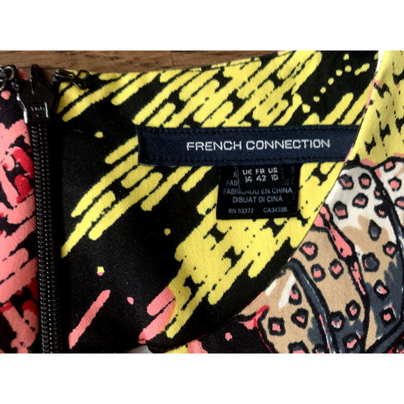 French Connection Dress Womens Size 10 Sleeveless Colorful Artsy Sheath Dress - Picture 8 of 12